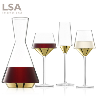 家用葡萄酒具奢华 英国LSA进口创意水晶玻璃红酒杯描金高脚杯套装