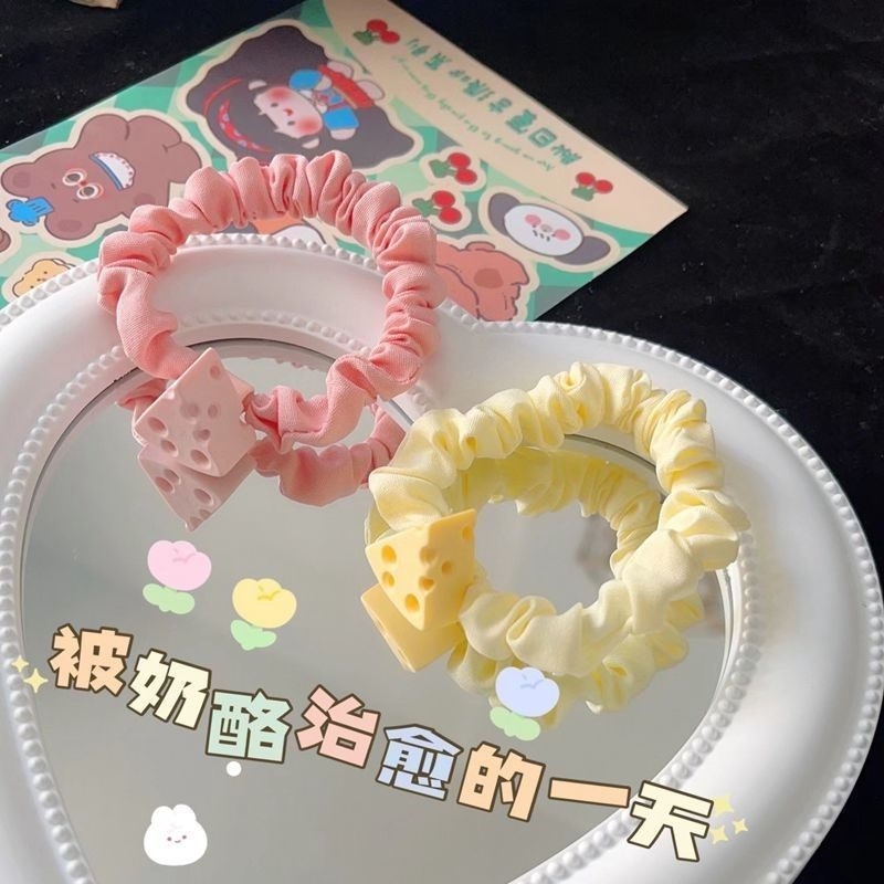 奶酪芝士发圈可爱头绳情侣皮筋女扎头发绳少女心皮套送男朋友头饰