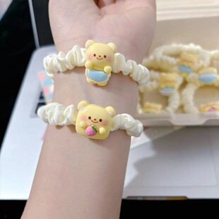 黄色小熊发绳情侣手链少女小皮筋送给男朋友发圈网红头绳可爱发饰