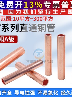 凤凰GT加厚电线接线端子直接电缆对接管10铜管紫铜连接管国标A级