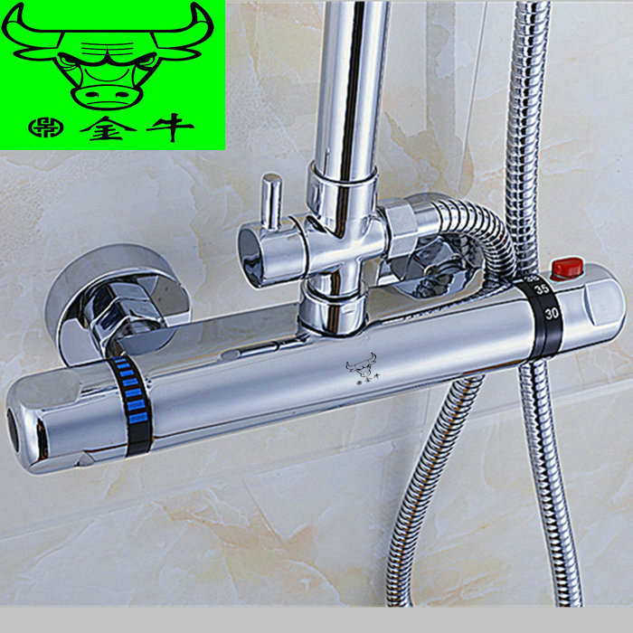 金牛品牌反方向暗装智能恒温浴缸龙头冷热水调温混水阀太阳能上水