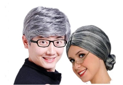 老爷爷假发老人假发 老婆婆假发套 装扮老奶奶假发 老太婆假发套