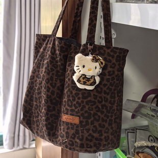 豹纹杯套吨吨杯大号手提袋上班族通勤包包手拎包可斜挎双杯位大号