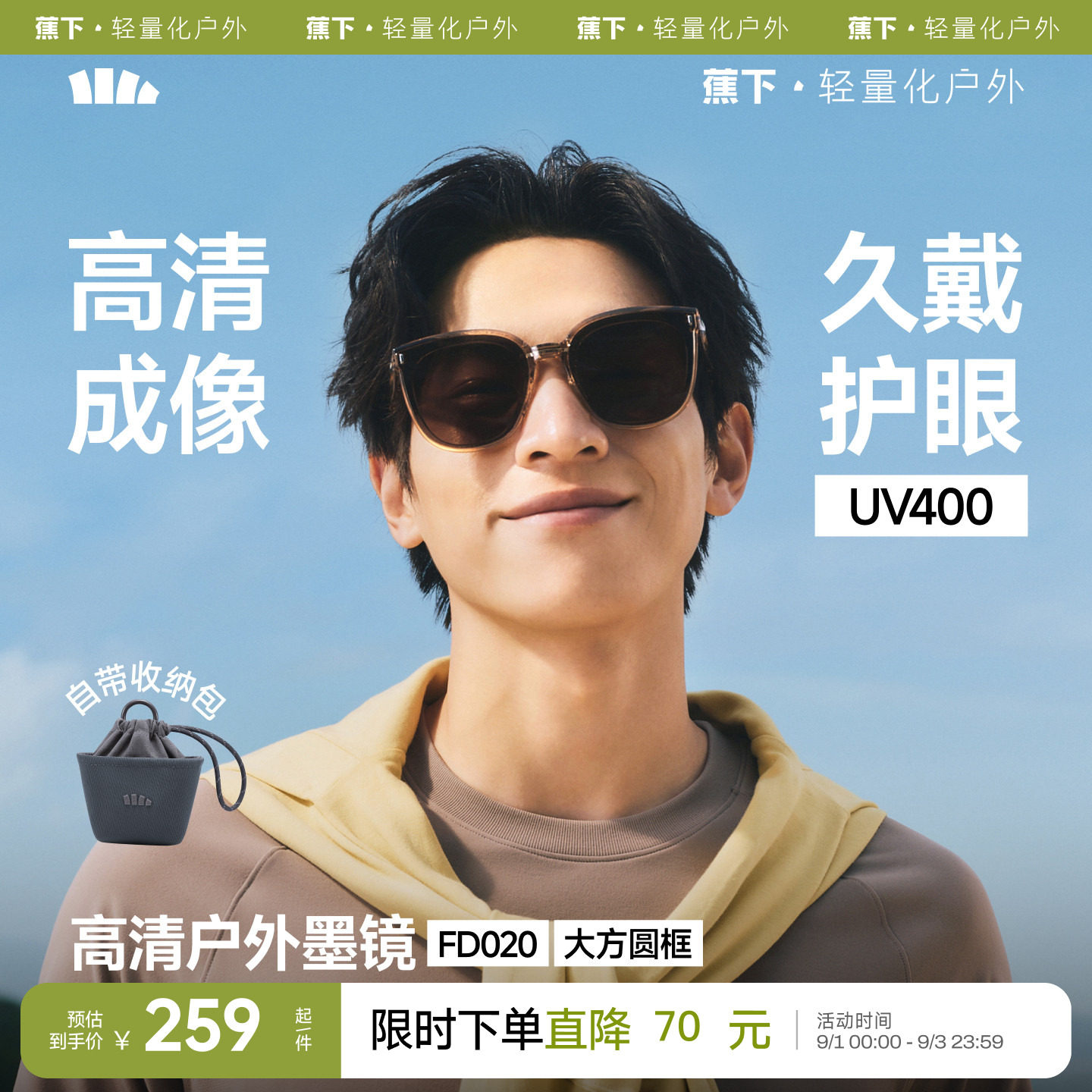 蕉下折叠墨镜轻量太阳镜图片