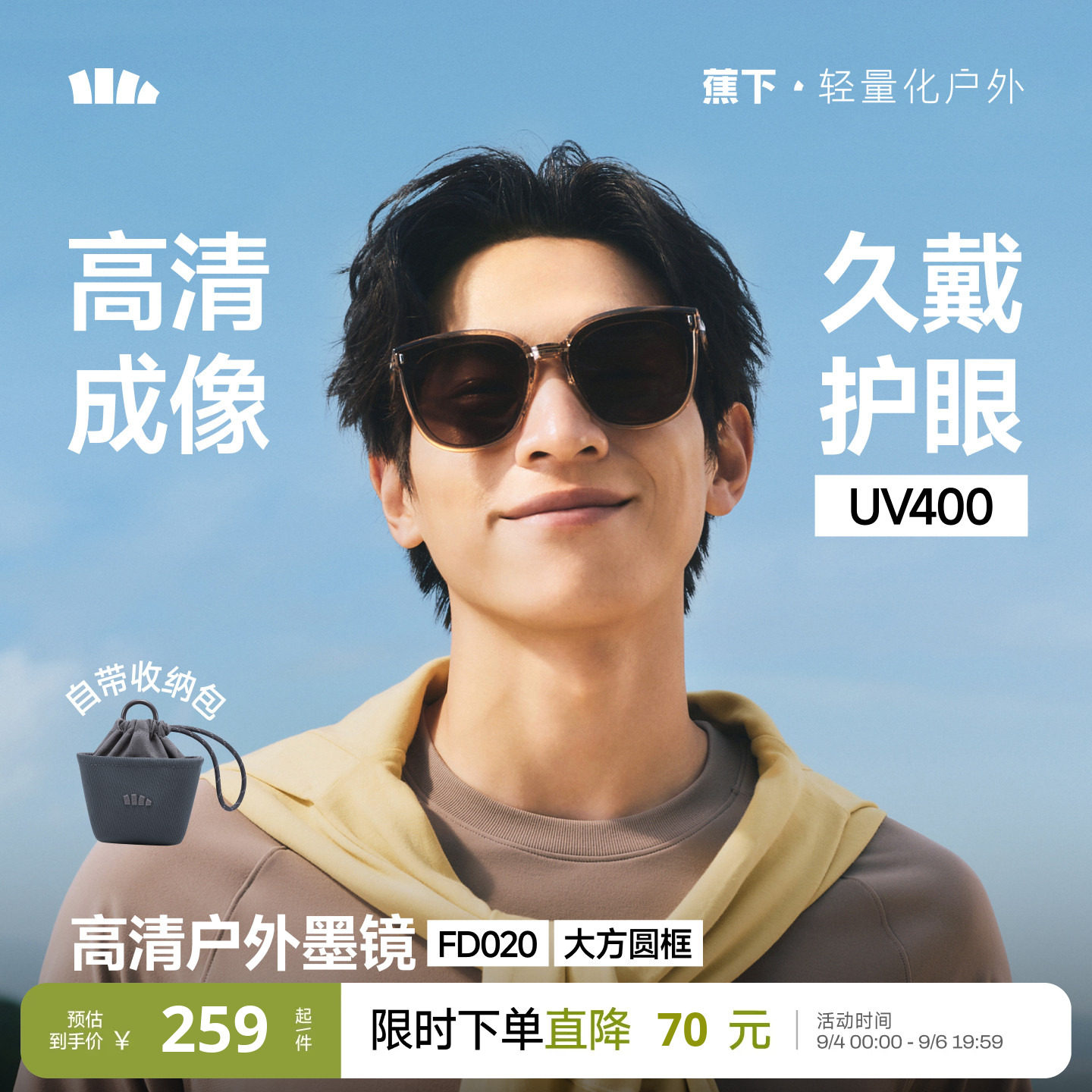 蕉下折叠墨镜轻量太阳镜图片