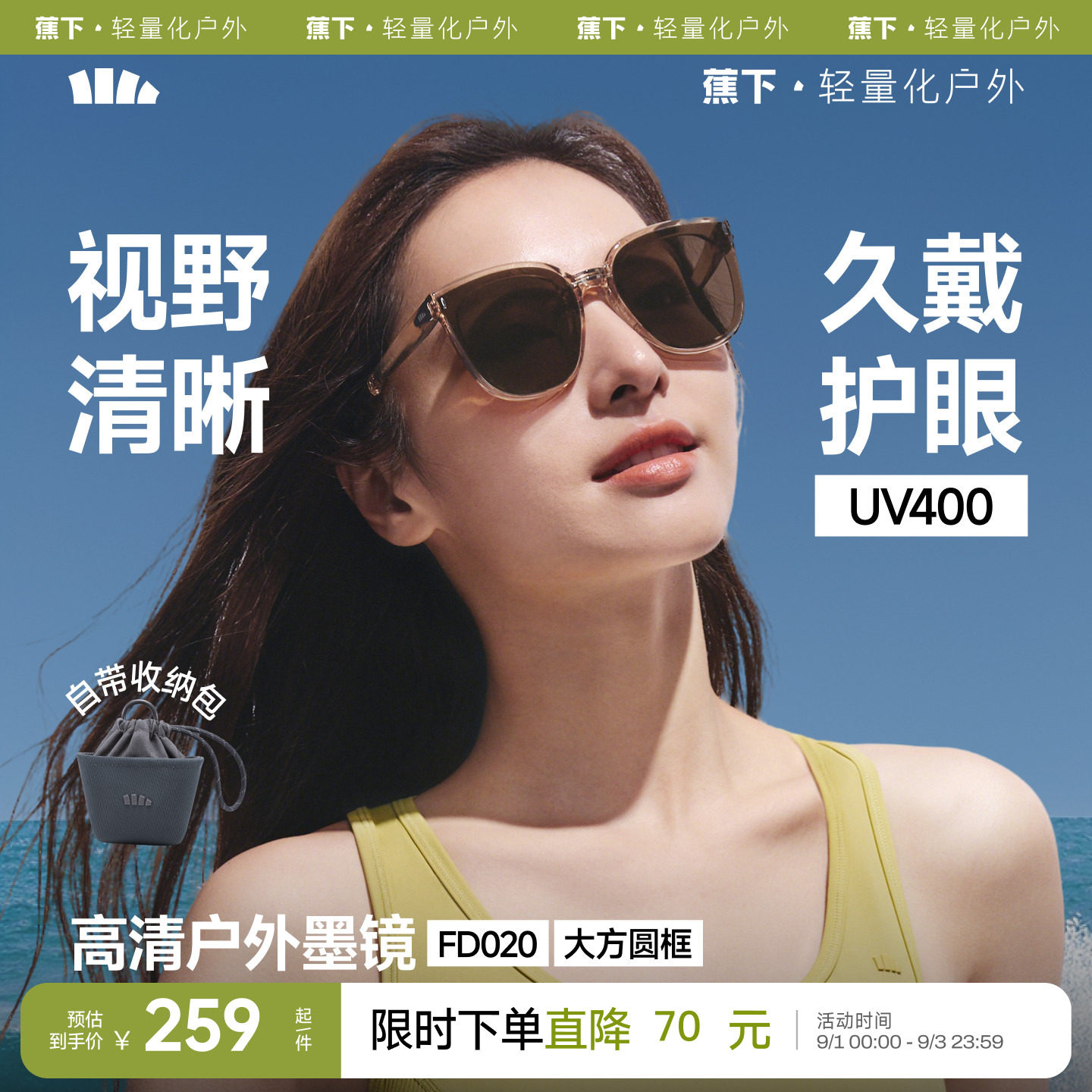 蕉下折叠墨镜轻量太阳镜图片