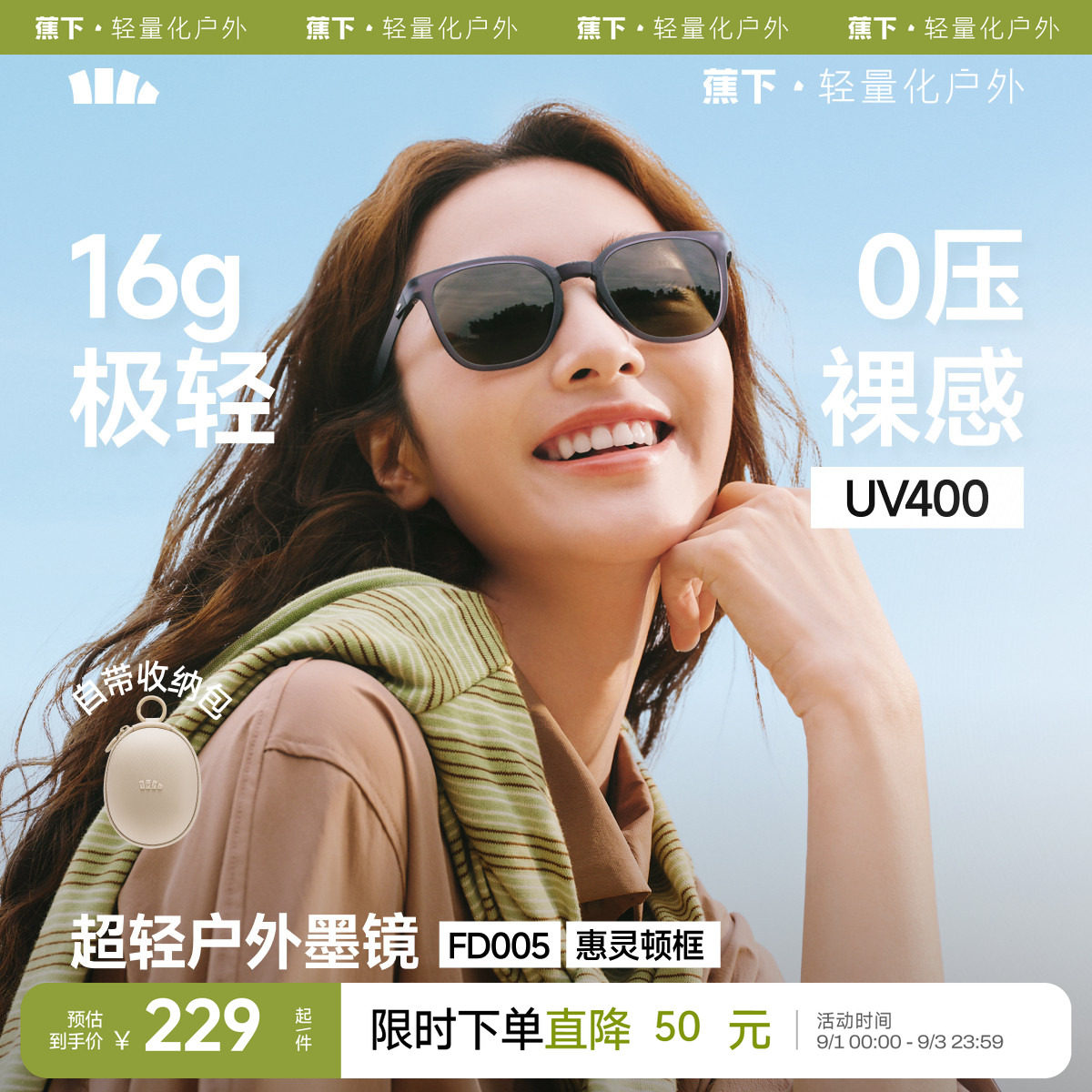 蕉下超轻折叠防晒墨镜图片