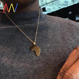 Map Gold Women Men Pendant Silver Africa Jewelry Necklace