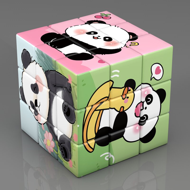 熊猫动物图案创意三阶魔方 儿童益智魔方玩具 个性趣味智力礼物