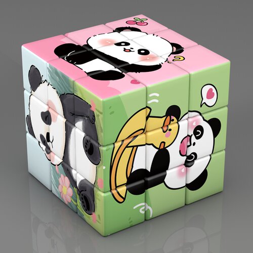 熊猫动物图案创意三阶魔方 儿童益智魔方玩具 个性趣味智力礼物