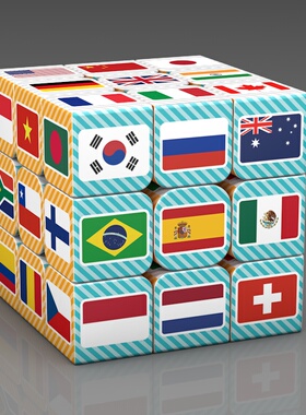 儿童创意个性趣味三阶魔方益智 GDP排名国旗魔方礼物 智力玩具