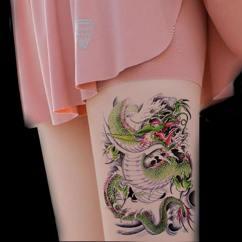 新款半臂纹身贴防水持久男女花臂彩色青龙神龙仿真防水持久霸气潮