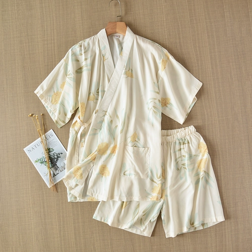 Японская тонкая пижама, шорты, комфортный комплект, короткий рукав