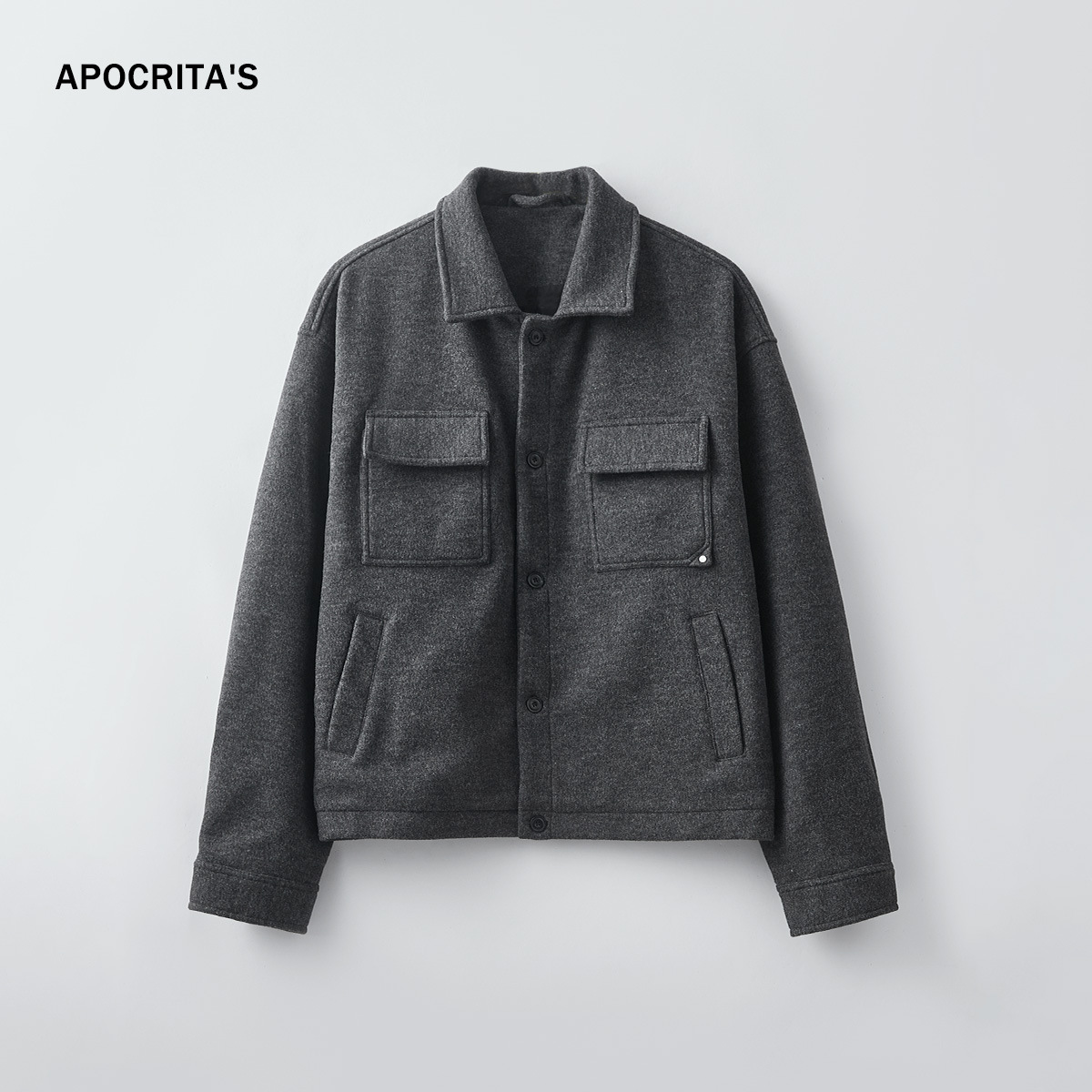 APO男装|青年男士毛呢外套冬季加厚百搭休闲宽松短款羊毛夹克上衣