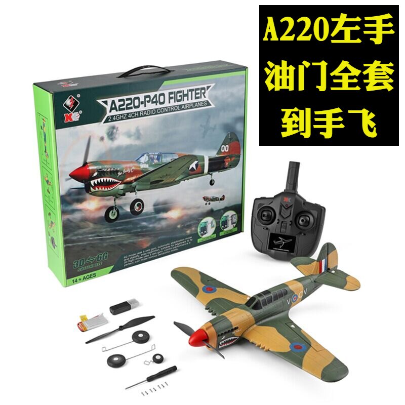 WEILI XK A220 4 채널 실제 기계 P40 전투기 원격 제어 글라이더 무인 항공기 모델 항공기 장난감