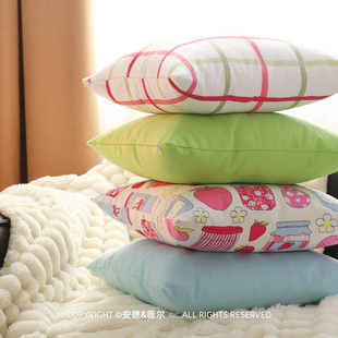 简约女生粉蓝配色抱枕靠垫套客厅沙发抱枕纯棉加厚床头靠背靠枕套