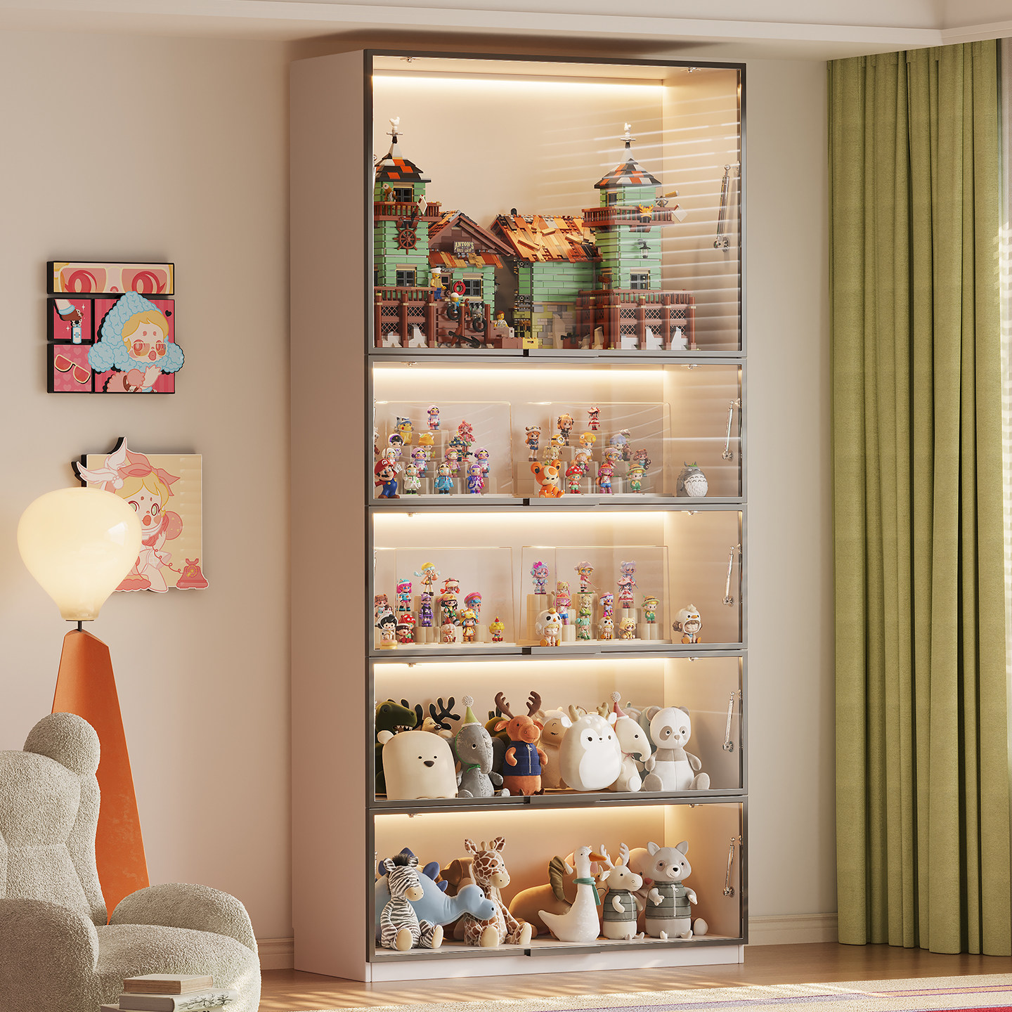 小户型手办展示柜手办柜防尘透明多层收纳柜高达模型柜玻璃陈列柜