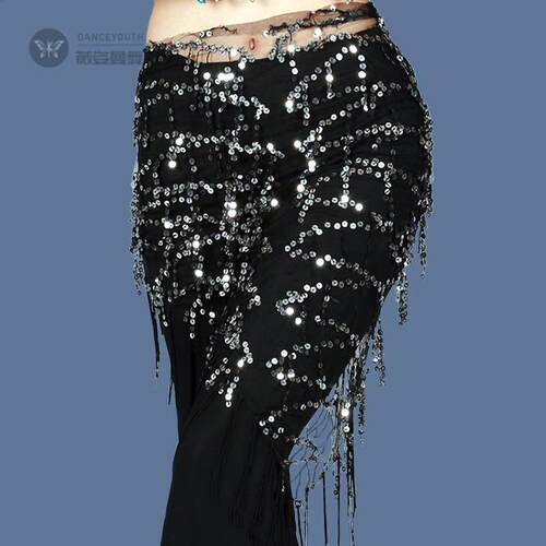 肚皮舞专用亮片流苏臀裙围巾腰链