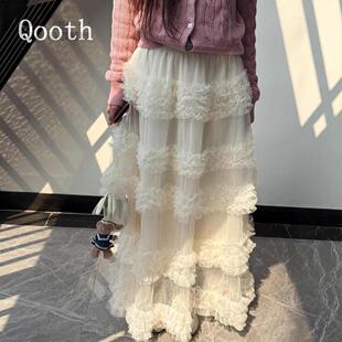 超火的长裙~新款重工大摆多层次蛋糕裙网纱裙