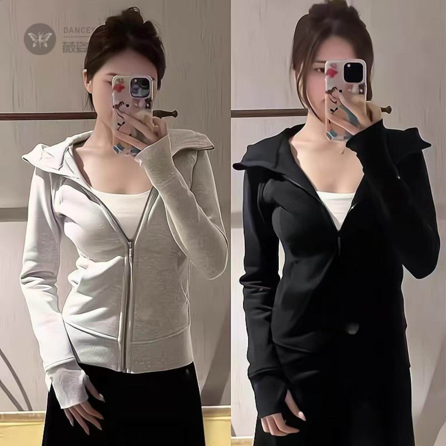 女子露露卫衣显瘦加厚休闲经典全拉链修身加绒开衫运动连帽外套