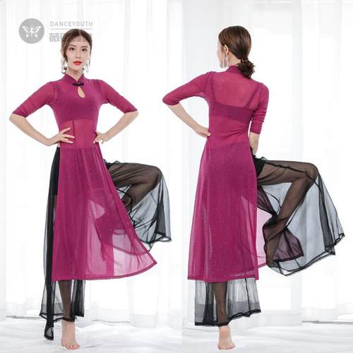 东方舞练功服旗袍舞蹈套装