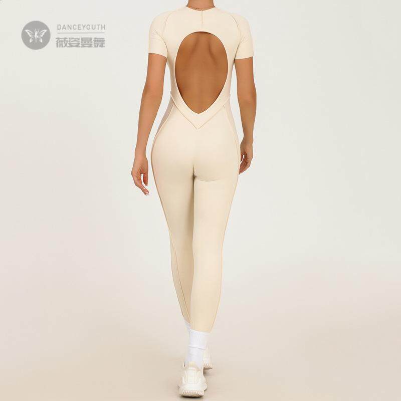 欧美秋冬立体紧身露背连体瑜伽服