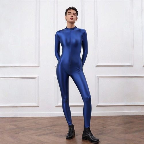 弹力光泽健美运动紧身连脚练功服