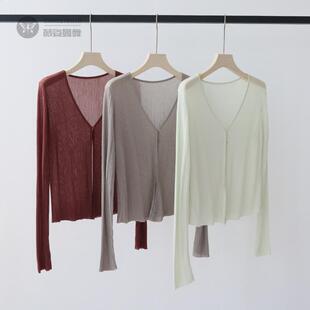 莱赛尔天丝春款针织开衫薄款女罩衫空调衫夏季长袖上衣女外套