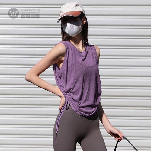 夏季薄款速干抽绳运动背心女