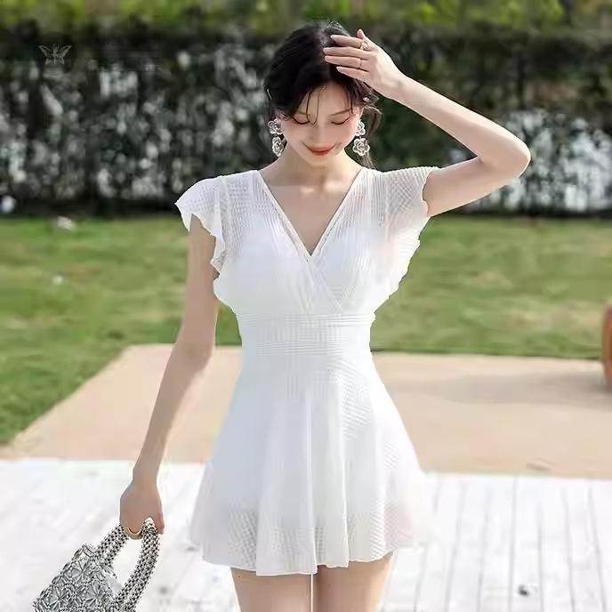 连体游泳衣女款保守裙式性感黑色女士加大码胖mm遮肉肚子显瘦