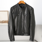 2026年秋新进口头层油蜡小牛皮真皮皮衣女短款 立领洋气宽松外套