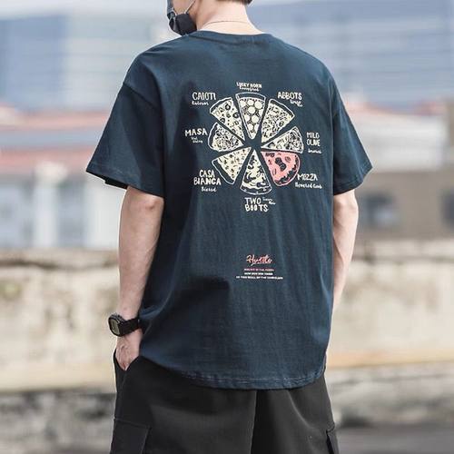 重磅纯棉美式印花短袖t恤男夏季