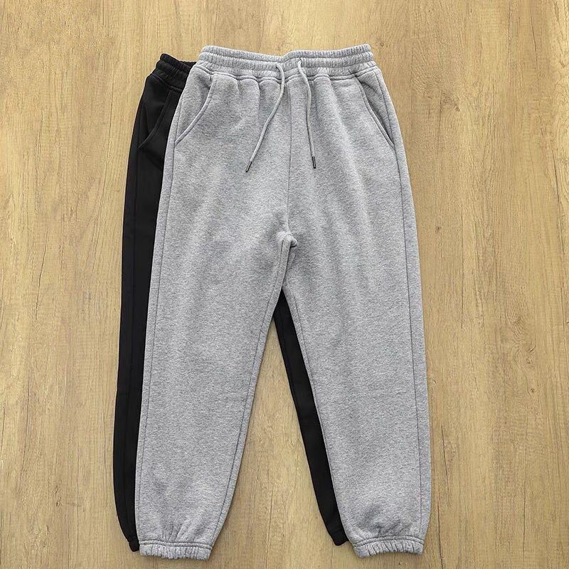 重磅纯棉美式束脚运动卫裤男春秋冬加绒加厚学生休闲裤小脚长裤子