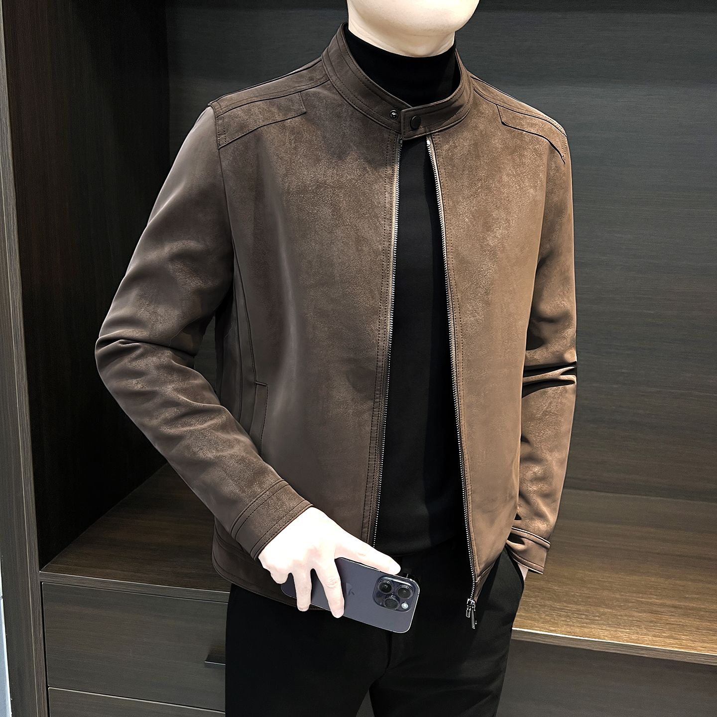 短款立领皮衣外套男士秋冬款2025新款今年流行爆款痞帅皮夹克男款