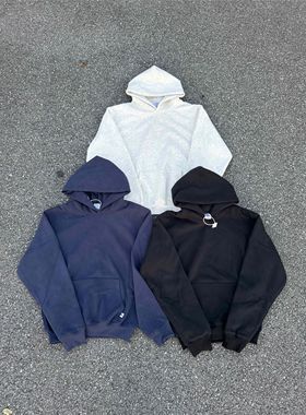 cleanfit灰色重磅连帽卫衣男秋季高级感内搭上衣美式高街短款外套