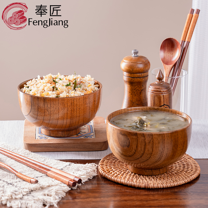 酸枣木儿童复古风日式餐具宝宝碗