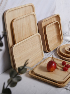 日式木质托盘长方形餐盘实木茶杯木盘木碟木制盘子木头餐具小杯盘