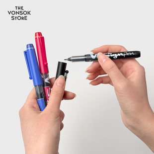 纵向书写 日本Pilot百乐V-Sign大容量直液式勾线笔彩色柔绘笔1.0