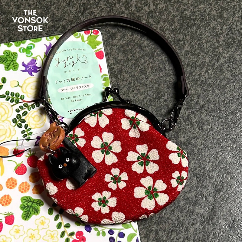 纵向书写 TVS¨ 日本Ripple 和风迷你便携口金包带肩带零