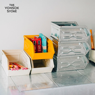 纵向书写 Dulton 日本杂物文具箱 美式桌面收纳可叠放工具储物盒