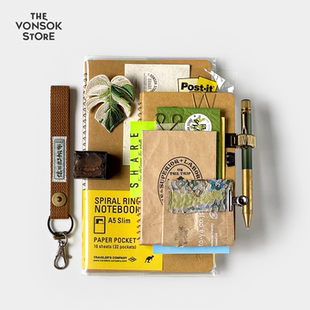 纵向书写 TVS¨ Traveler's 袋鼠本 TN金属线圈复古手帐收纳册