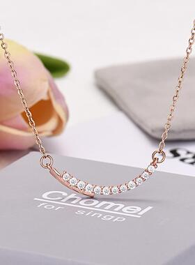 新款S925纯银满钻微笑项链