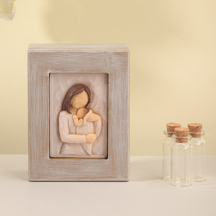 胎毛脐带收藏盒相框宝宝胎发纪念品制作乳牙收纳新生婴儿礼物摆件