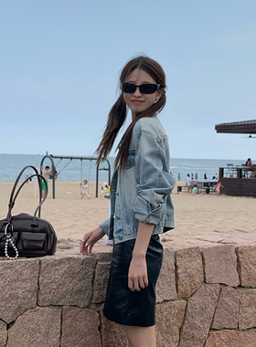 DRIZZLE 牛仔外套女2025春秋新款复古水洗宽松bf慵懒韩系短款上衣