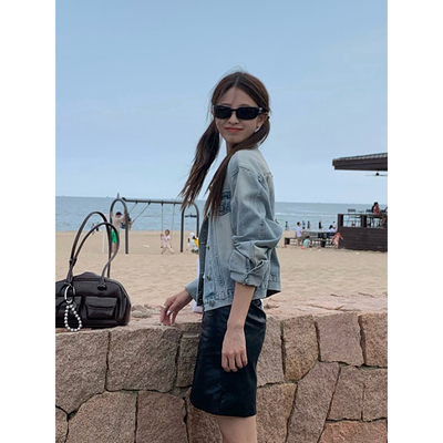 DRIZZLE牛仔短外套韩版宽松水洗