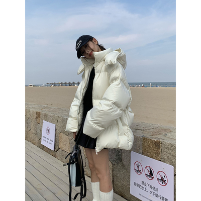 DRIZZLE白色羽绒服韩系设计感