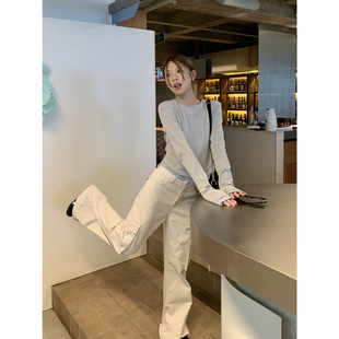 裤 白色多口袋工装 美式 宽松裤 子微喇休闲裤 女春秋2026新款 DRIZZLE