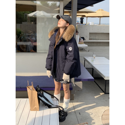 DRIZZLE藏青色工装羽绒服派克服