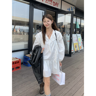 秋季白色设计感花边镂空DRIZZLE