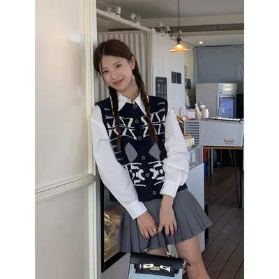 羊毛无袖针织马甲背心小众开衫